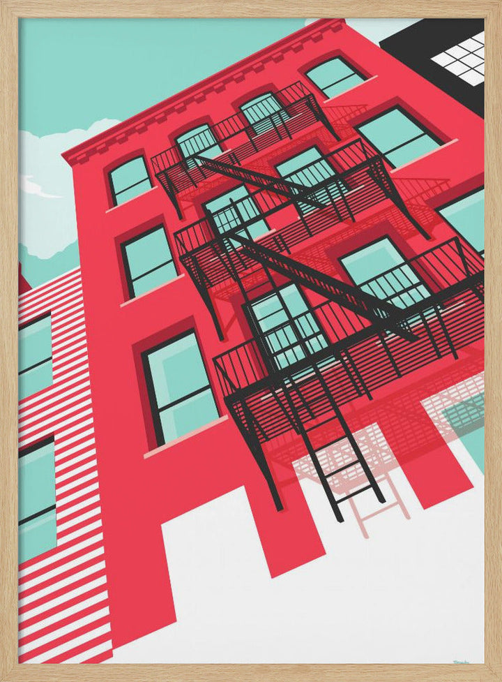 NYC Brooklyn Red - Stretched Canvas, Poster or Fine Art Print I Heart Wall Art