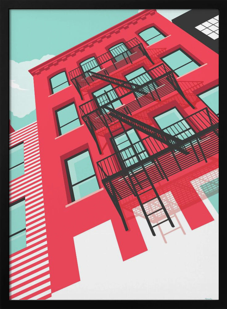 NYC Brooklyn Red - Stretched Canvas, Poster or Fine Art Print I Heart Wall Art
