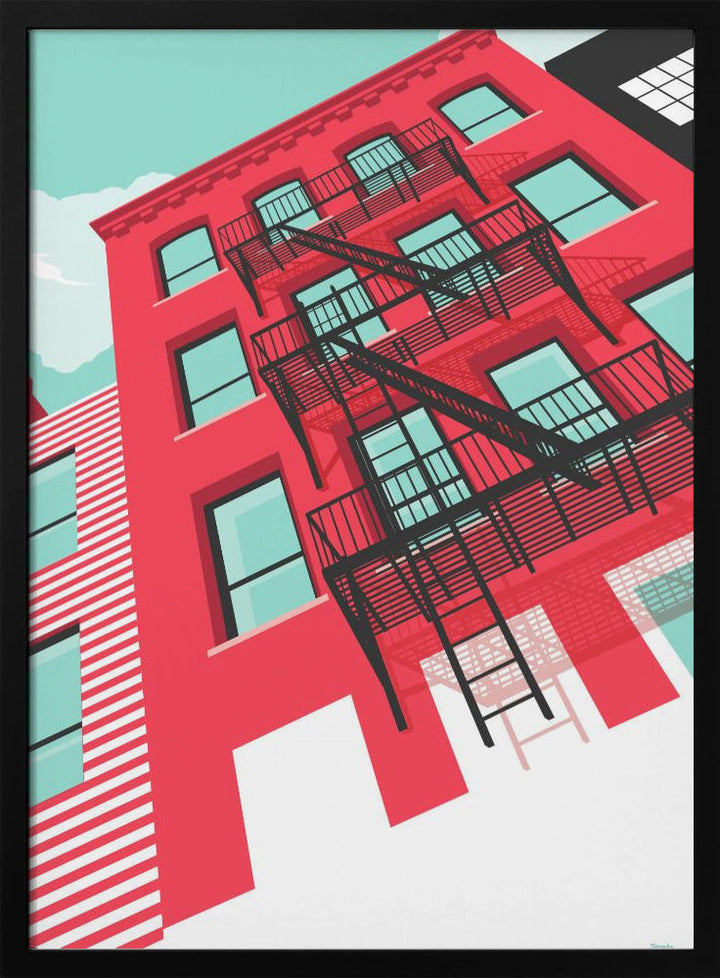 NYC Brooklyn Red - Stretched Canvas, Poster or Fine Art Print I Heart Wall Art