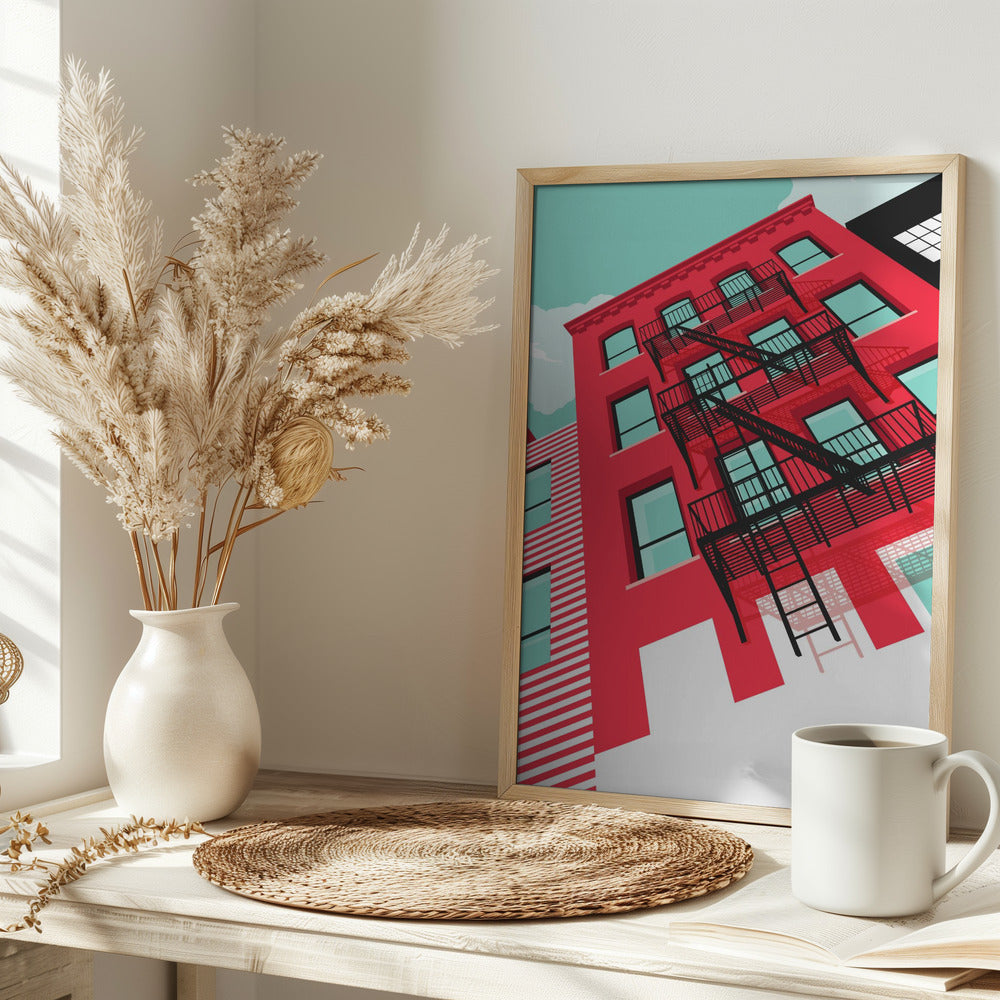 NYC Brooklyn Red - Stretched Canvas, Poster or Fine Art Print I Heart Wall Art