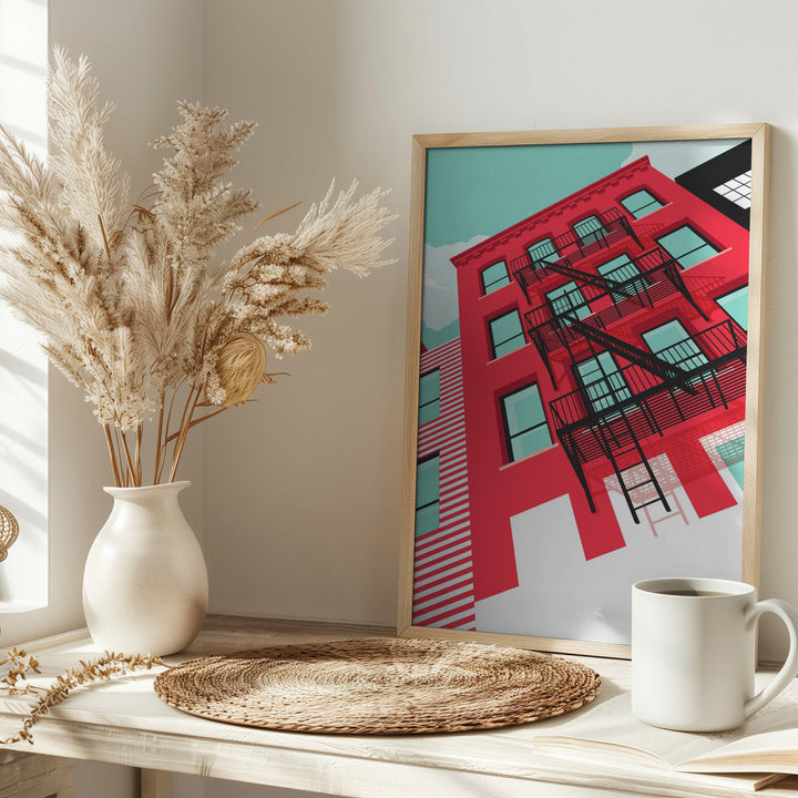 NYC Brooklyn Red - Stretched Canvas, Poster or Fine Art Print I Heart Wall Art