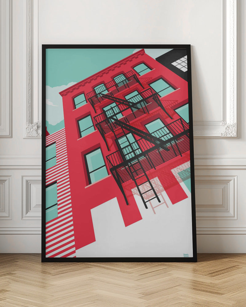 NYC Brooklyn Red - Stretched Canvas, Poster or Fine Art Print I Heart Wall Art