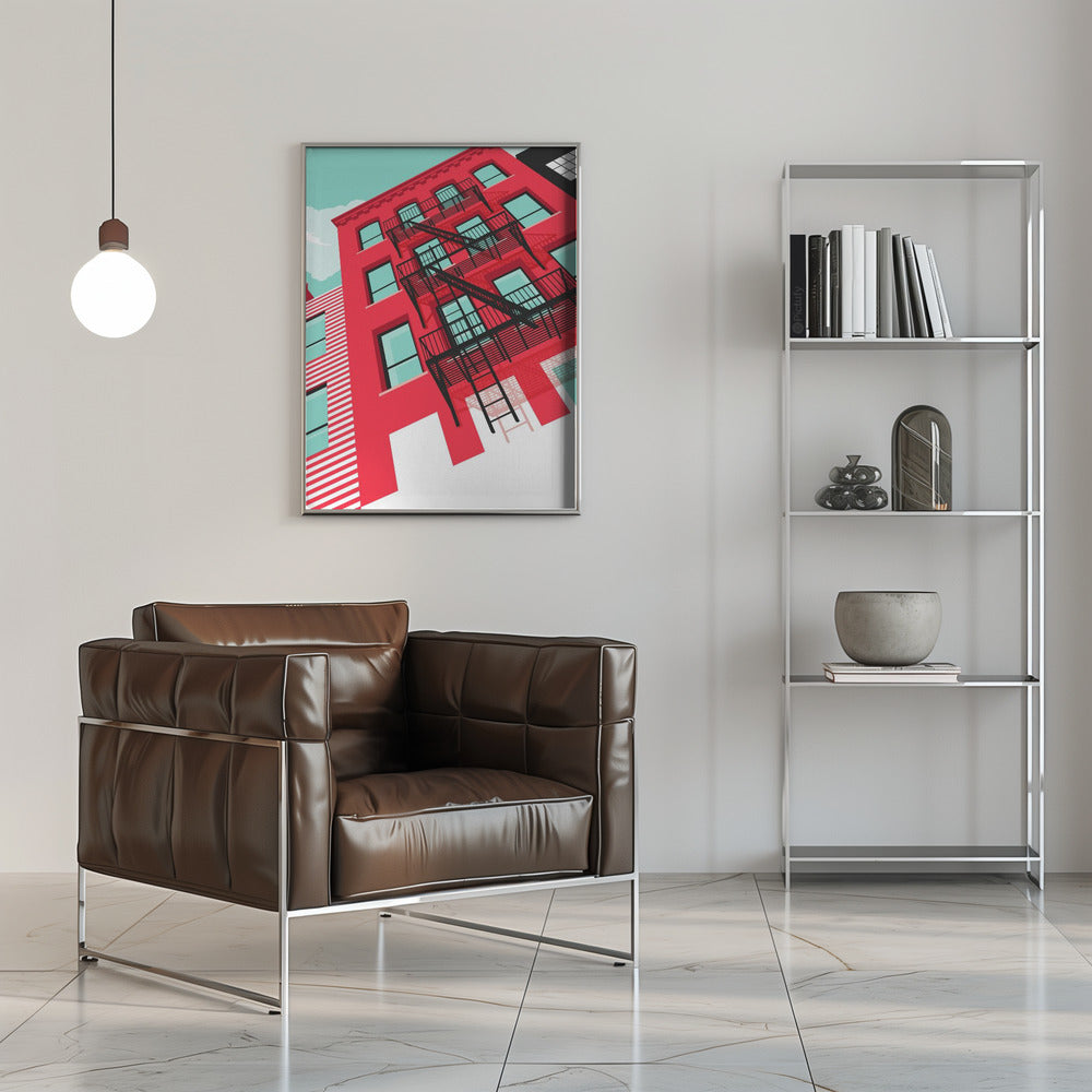NYC Brooklyn Red - Stretched Canvas, Poster or Fine Art Print I Heart Wall Art