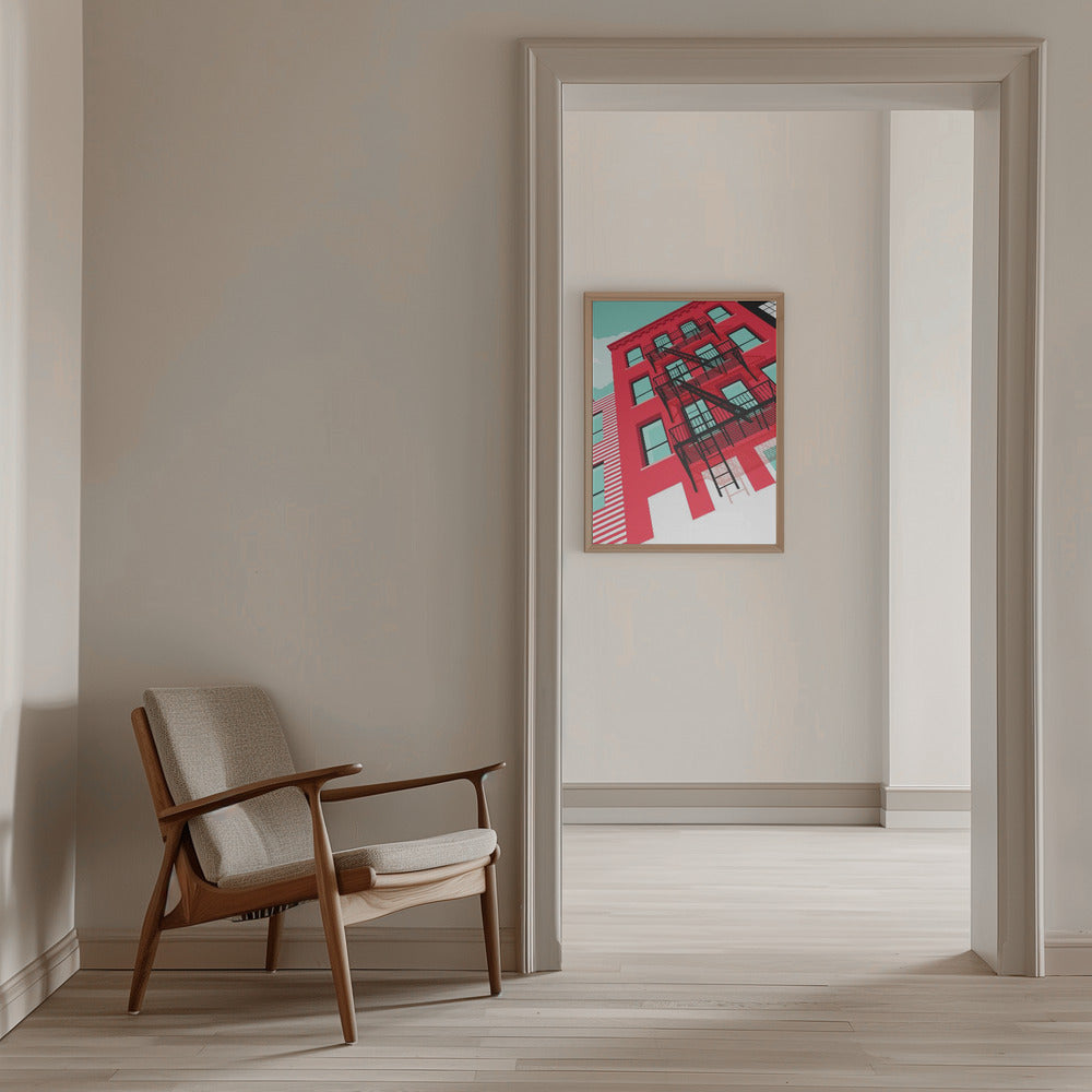 NYC Brooklyn Red - Stretched Canvas, Poster or Fine Art Print I Heart Wall Art