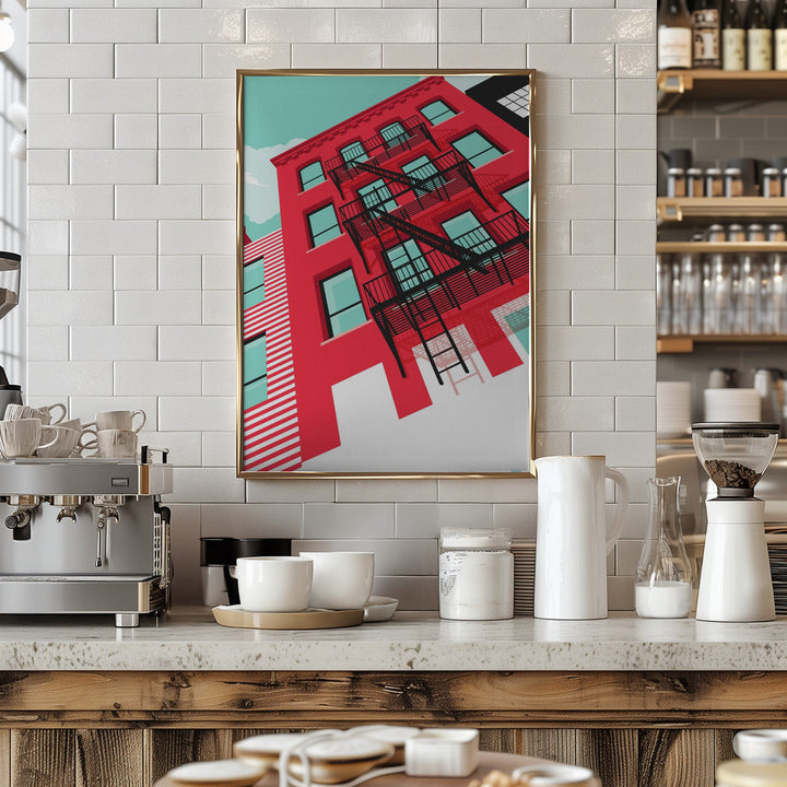 NYC Brooklyn Red - Stretched Canvas, Poster or Fine Art Print I Heart Wall Art