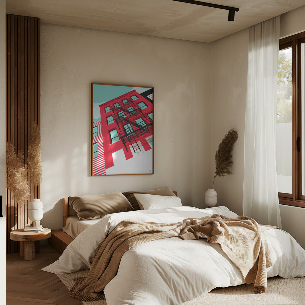 NYC Brooklyn Red - Stretched Canvas, Poster or Fine Art Print I Heart Wall Art