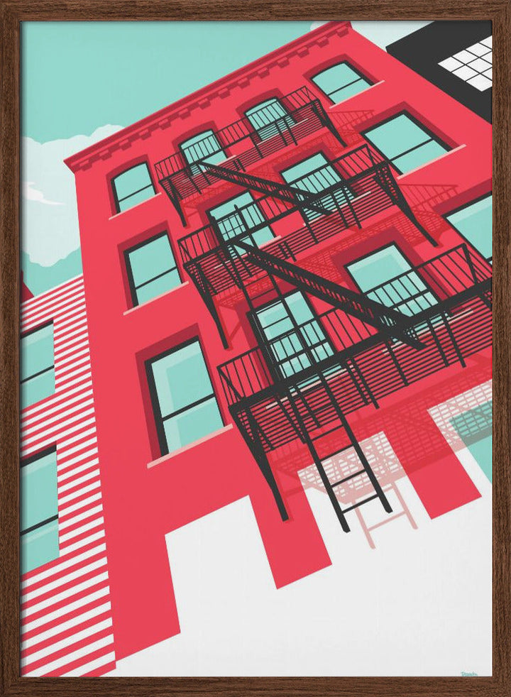 NYC Brooklyn Red - Stretched Canvas, Poster or Fine Art Print I Heart Wall Art