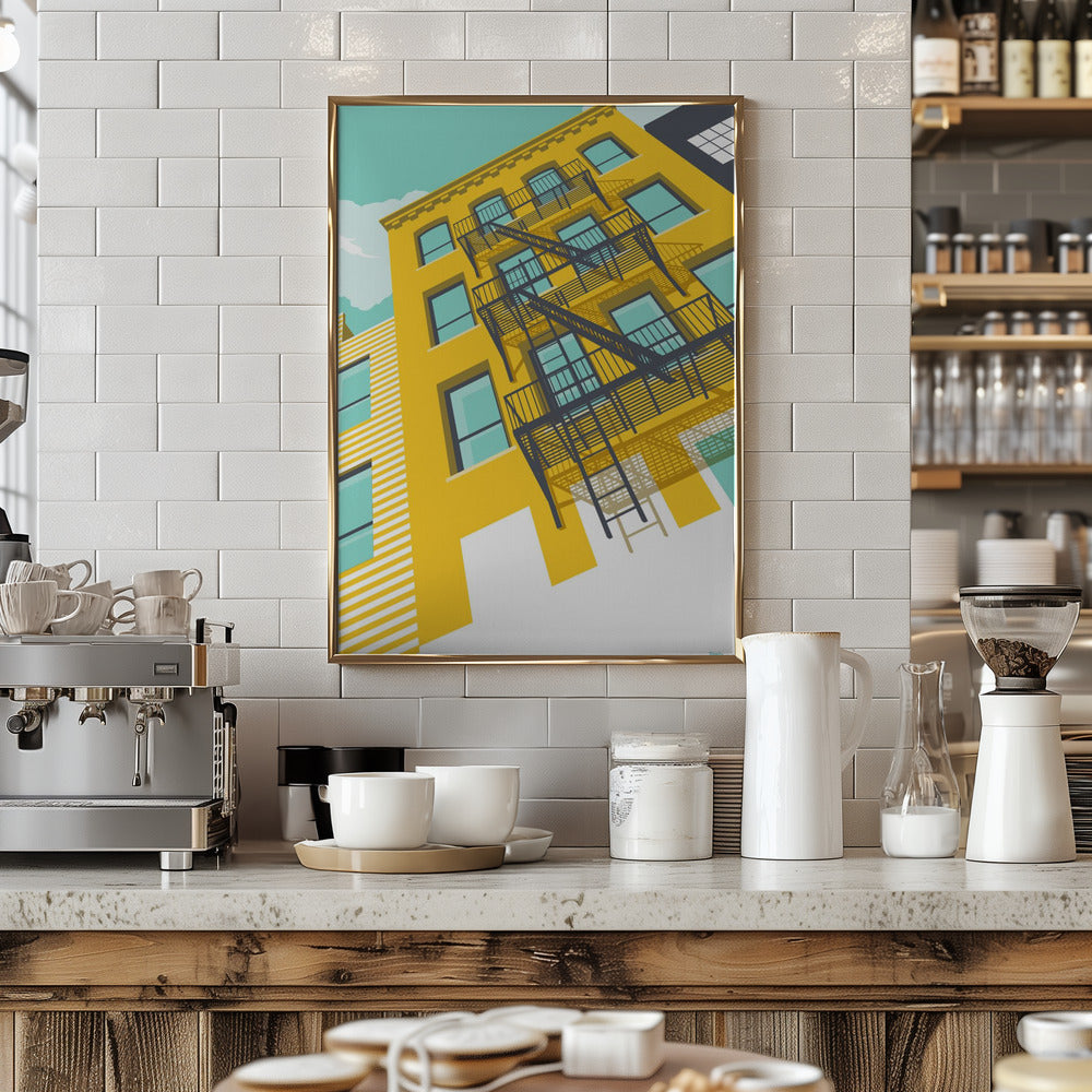 NYC Brooklyn Yellow - Stretched Canvas, Poster or Fine Art Print I Heart Wall Art
