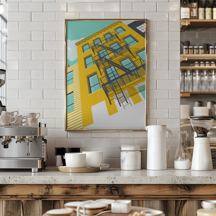NYC Brooklyn Yellow - Stretched Canvas, Poster or Fine Art Print I Heart Wall Art