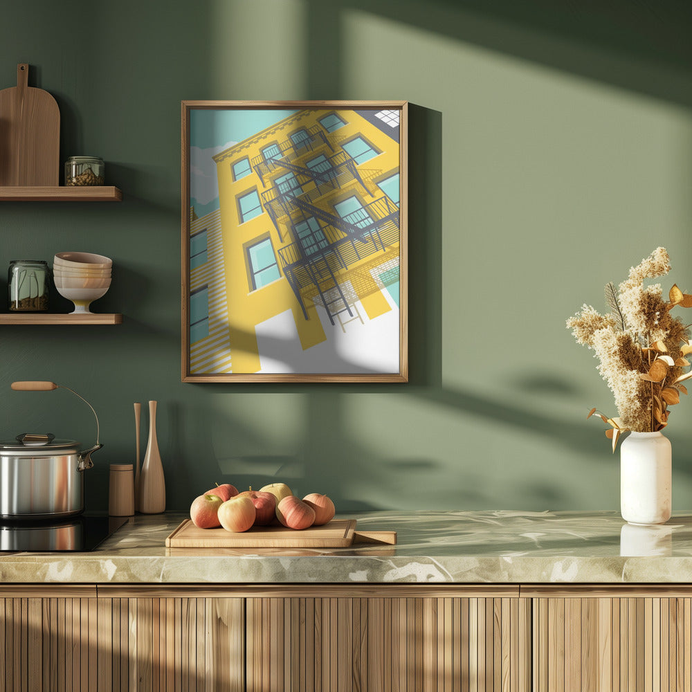 NYC Brooklyn Yellow - Stretched Canvas, Poster or Fine Art Print I Heart Wall Art