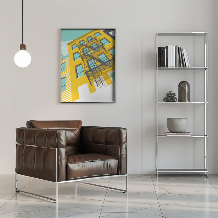 NYC Brooklyn Yellow - Stretched Canvas, Poster or Fine Art Print I Heart Wall Art
