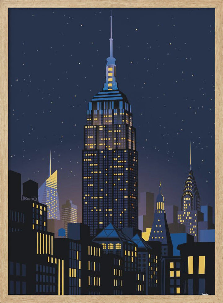 NYC Manhathan by night - Stretched Canvas, Poster or Fine Art Print I Heart Wall Art