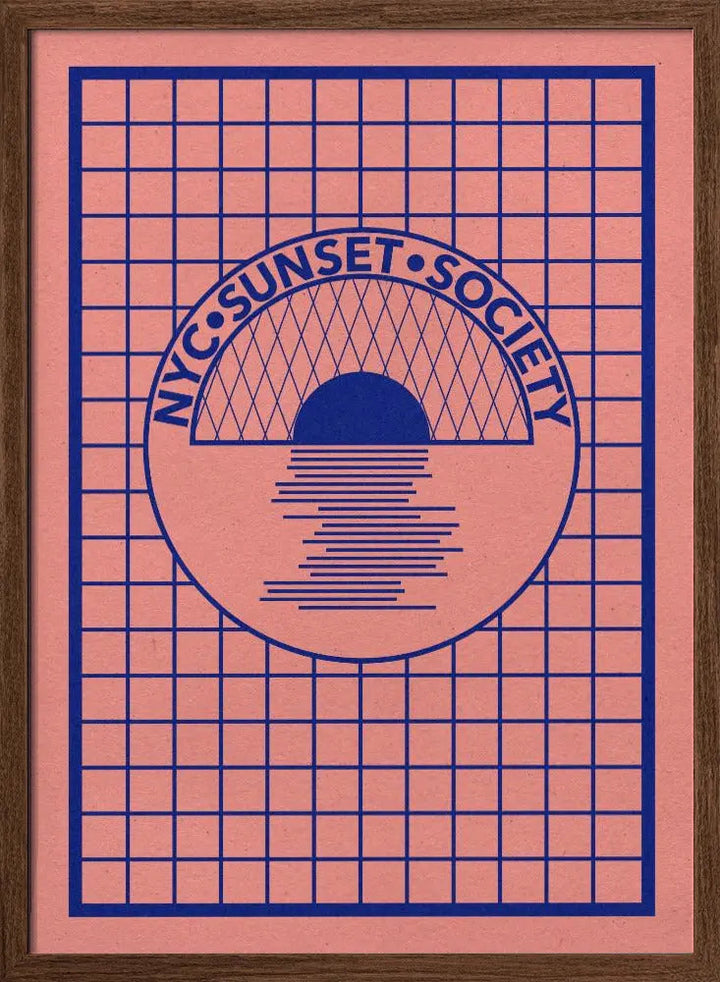 Nyc Sunset Society Blue - Stretched Canvas, Poster or Fine Art Print I Heart Wall Art