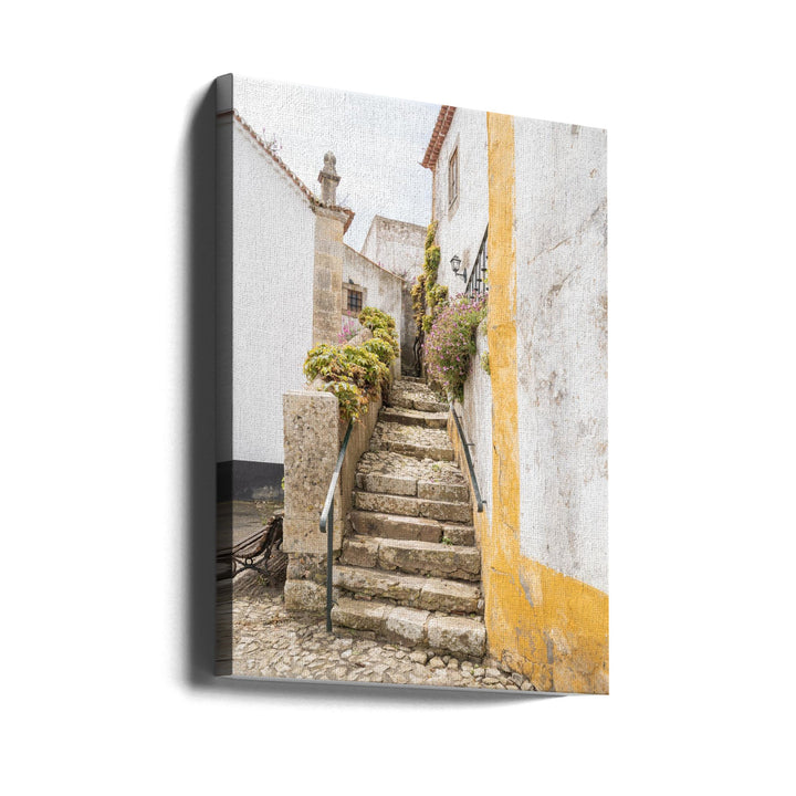 Obidos Stairs - Stretched Canvas, Poster or Fine Art Print I Heart Wall Art