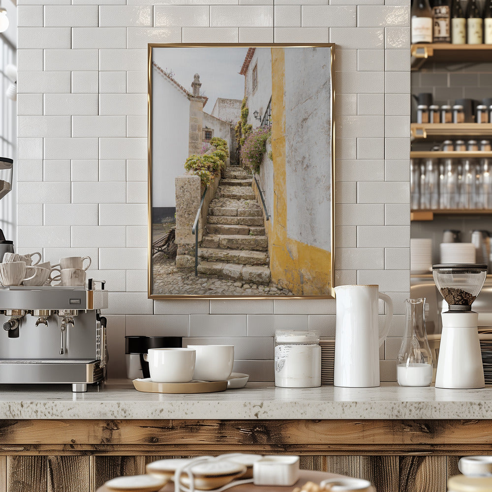 Obidos Stairs - Stretched Canvas, Poster or Fine Art Print I Heart Wall Art