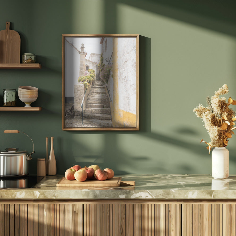 Obidos Stairs - Stretched Canvas, Poster or Fine Art Print I Heart Wall Art