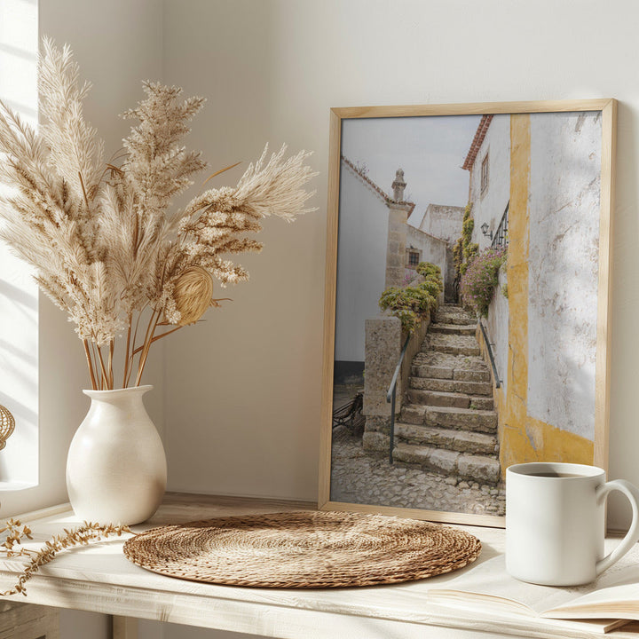 Obidos Stairs - Stretched Canvas, Poster or Fine Art Print I Heart Wall Art