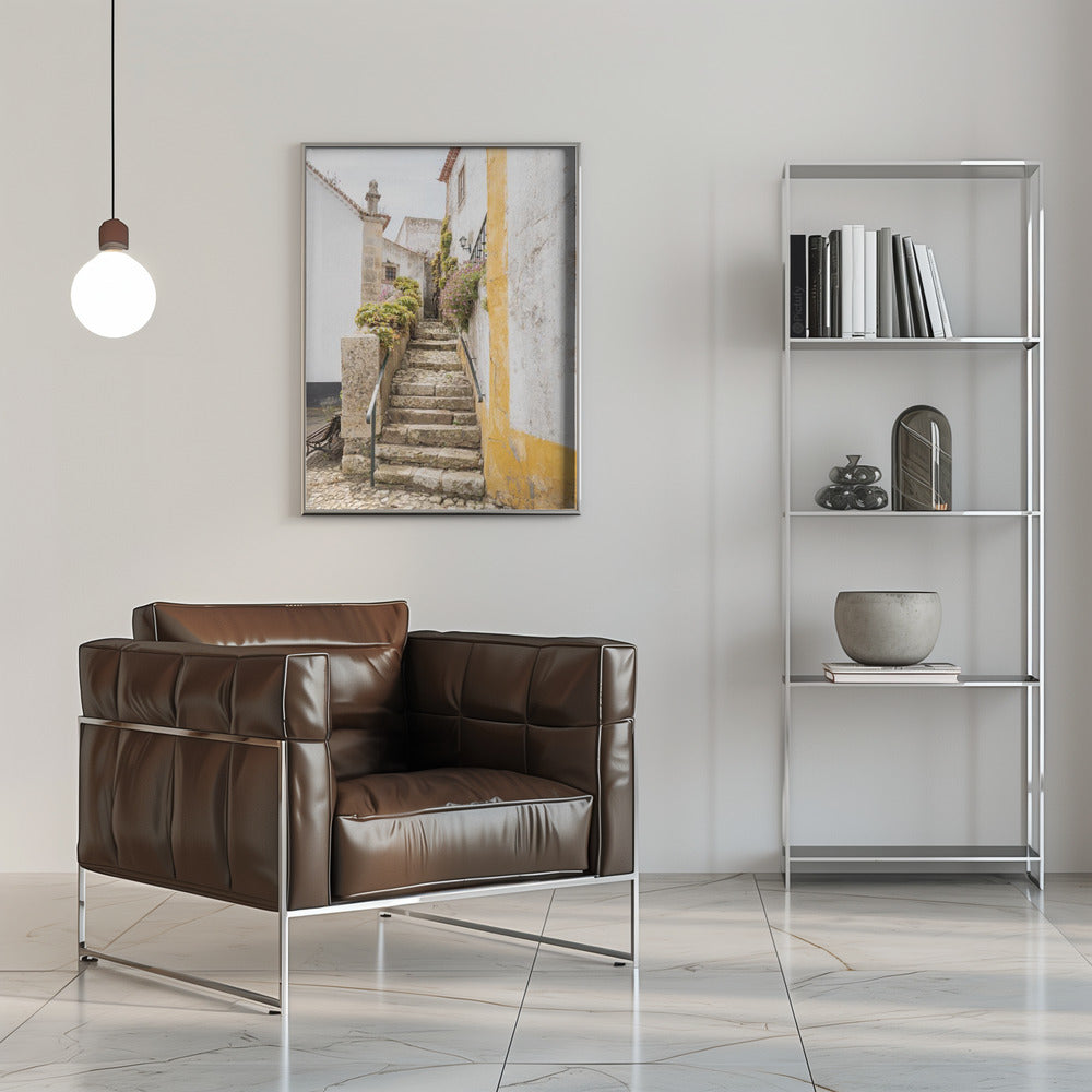 Obidos Stairs - Stretched Canvas, Poster or Fine Art Print I Heart Wall Art