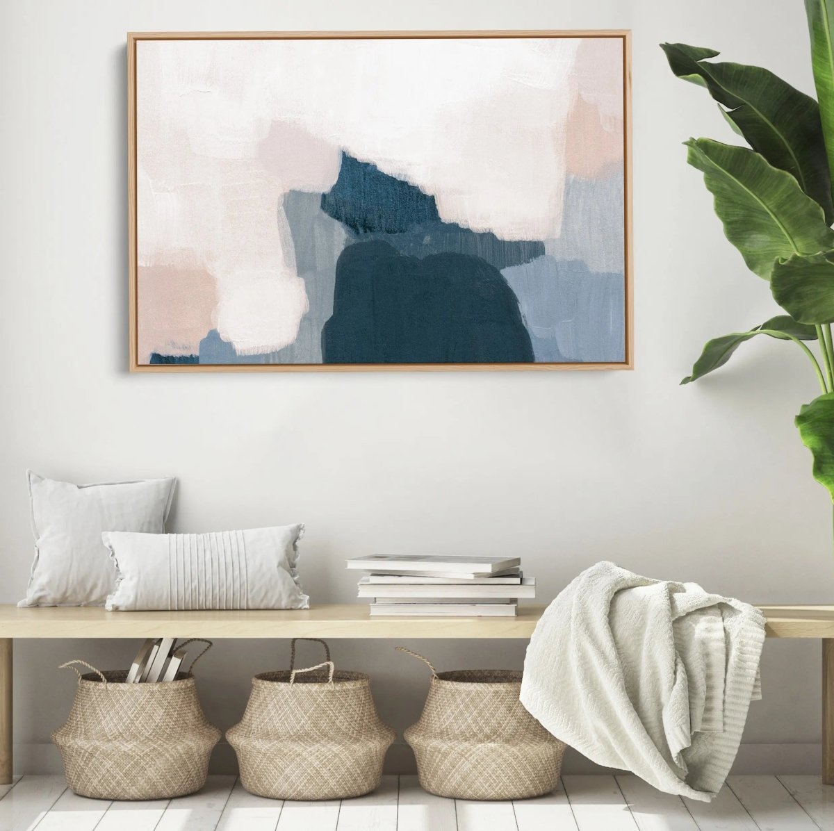 Oblivion - Scandi Style Pink Blue Abstract Painting As Art or Canvas Print - I Heart Wall Art - Poster Print, Canvas Print or Framed Art Print