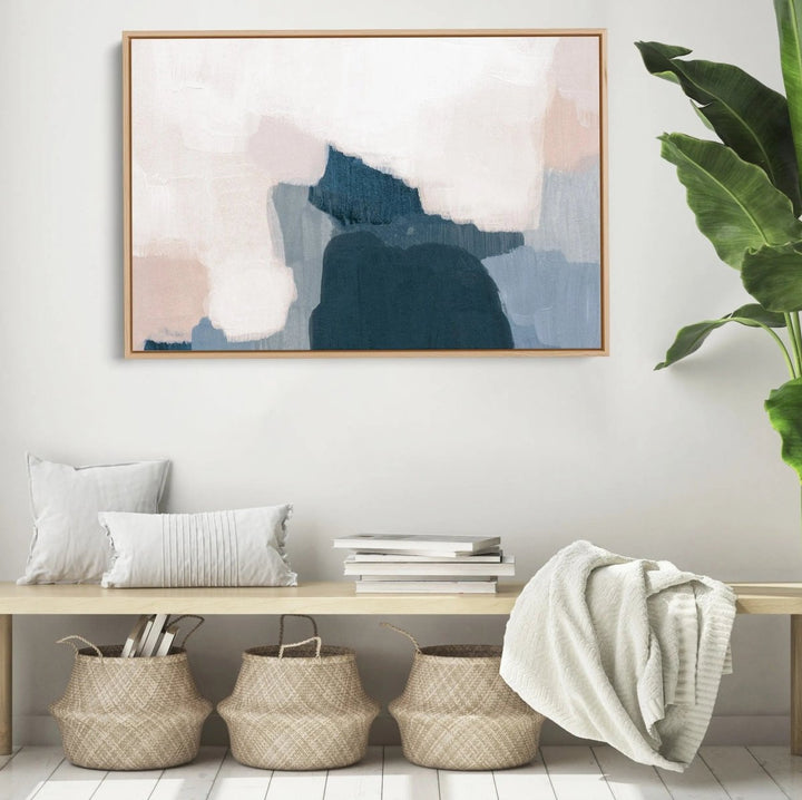 Oblivion - Scandi Style Pink Blue Abstract Painting As Art or Canvas Print - I Heart Wall Art - Poster Print, Canvas Print or Framed Art Print