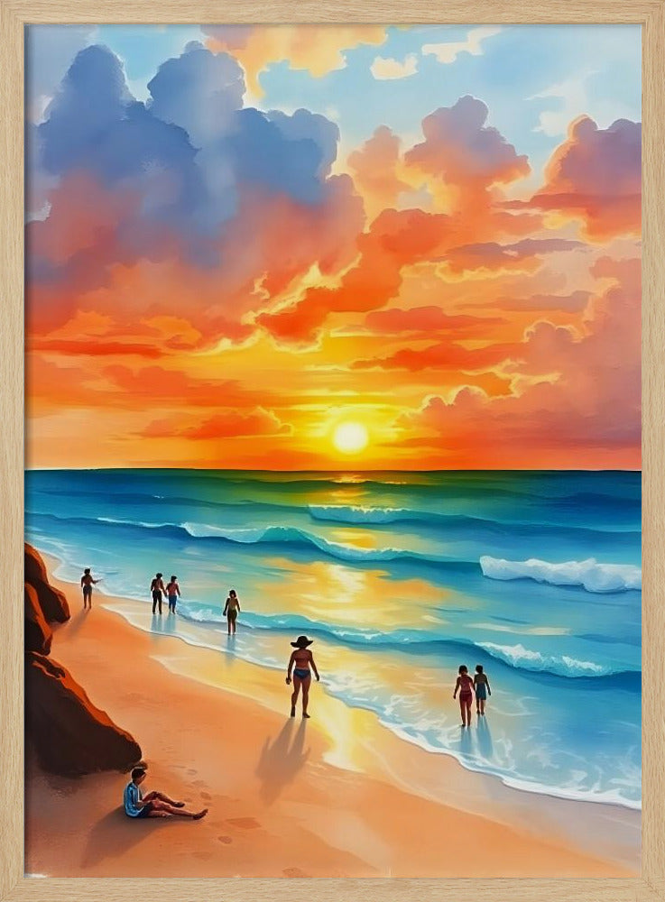 Ocean Breeze and Fiery Skies - Stretched Canvas, Poster or Fine Art Print I Heart Wall Art