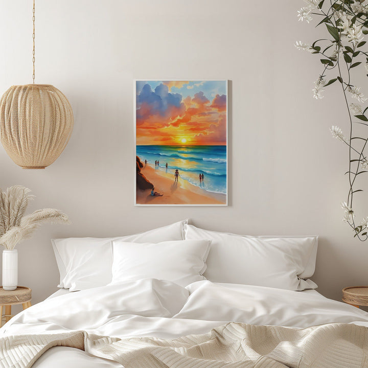 Ocean Breeze and Fiery Skies - Stretched Canvas, Poster or Fine Art Print I Heart Wall Art