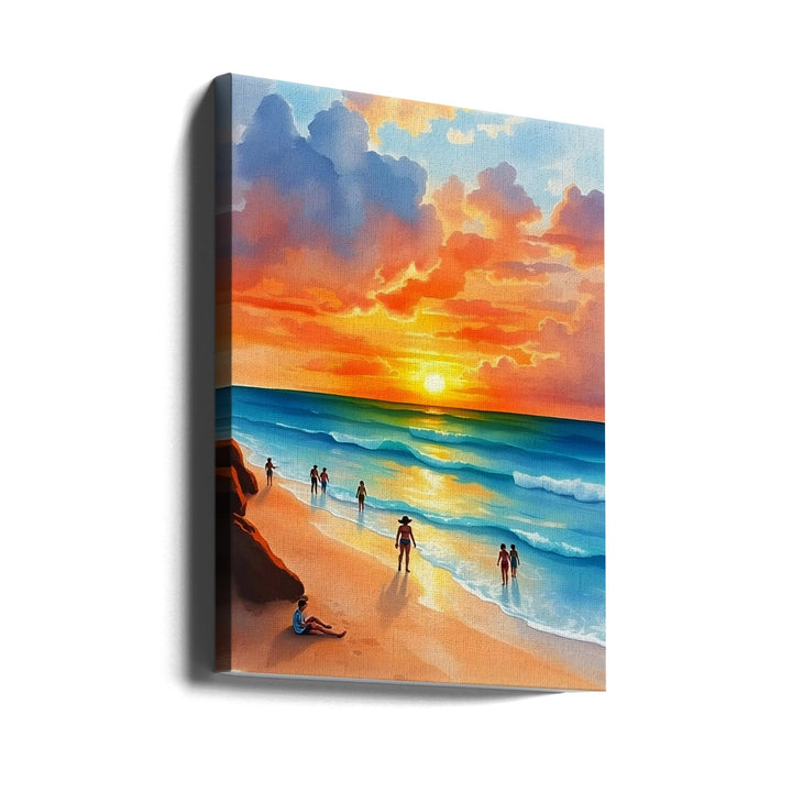 Ocean Breeze and Fiery Skies - Stretched Canvas, Poster or Fine Art Print I Heart Wall Art