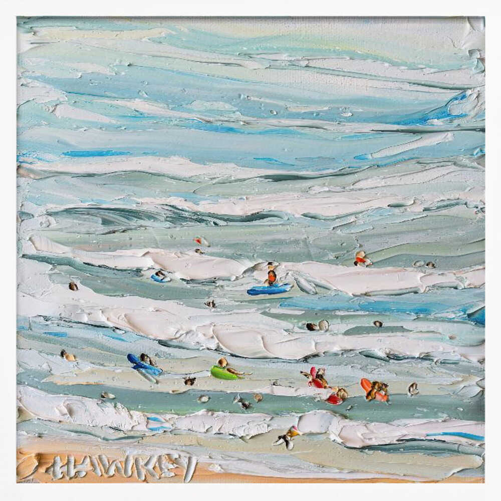 Textured Ocean Swimmers - Square Stretched Canvas, Poster or Fine Art Print by Angela Hawkey - I Heart Wall Art - Poster Print, Canvas Print or Framed Art Print