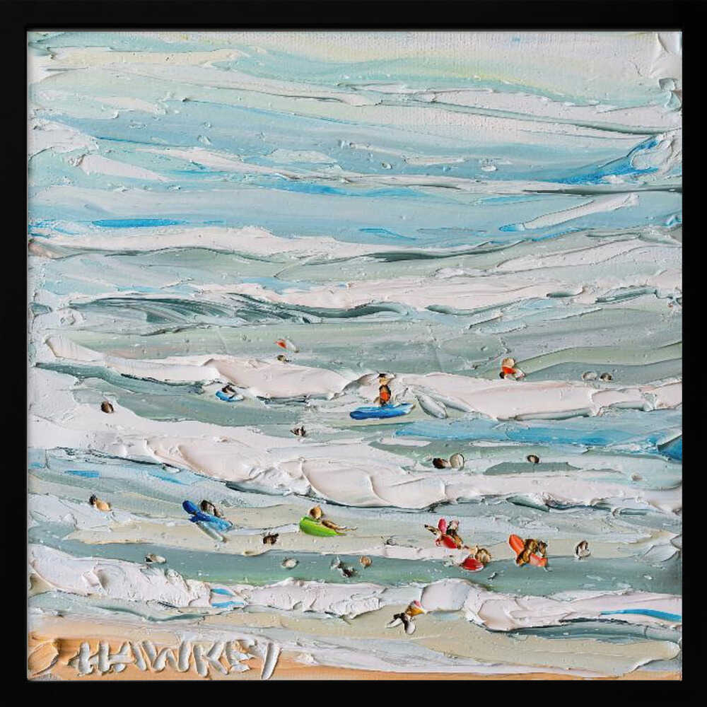 Textured Ocean Swimmers - Square Stretched Canvas, Poster or Fine Art Print by Angela Hawkey - I Heart Wall Art - Poster Print, Canvas Print or Framed Art Print