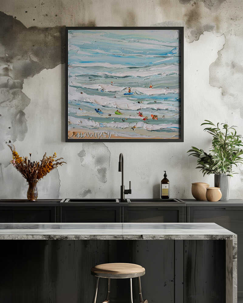 Textured Ocean Swimmers - Square Stretched Canvas, Poster or Fine Art Print by Angela Hawkey - I Heart Wall Art - Poster Print, Canvas Print or Framed Art Print