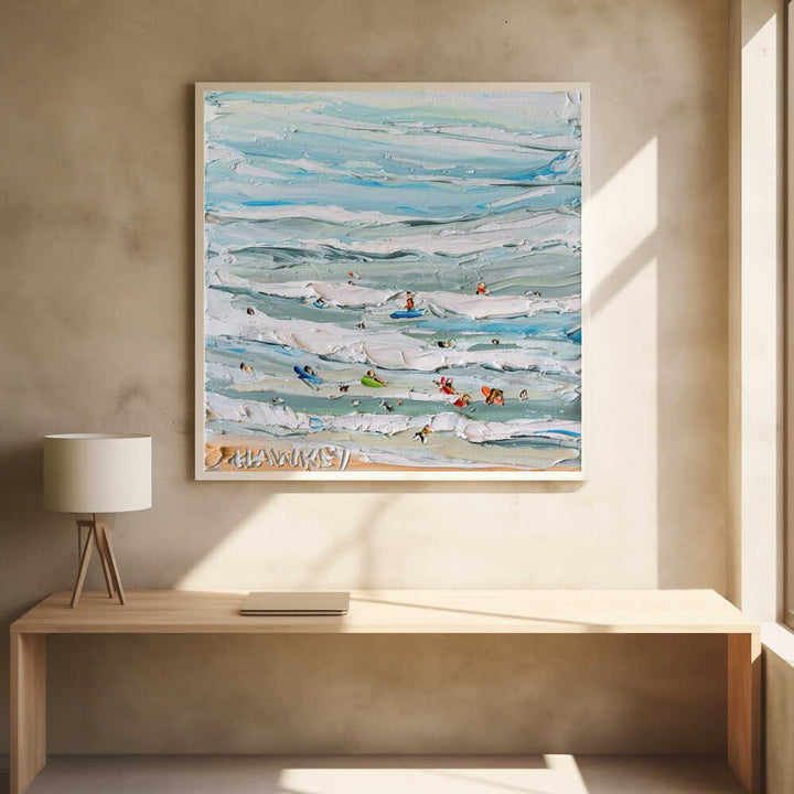Textured Ocean Swimmers - Square Stretched Canvas, Poster or Fine Art Print by Angela Hawkey - I Heart Wall Art - Poster Print, Canvas Print or Framed Art Print