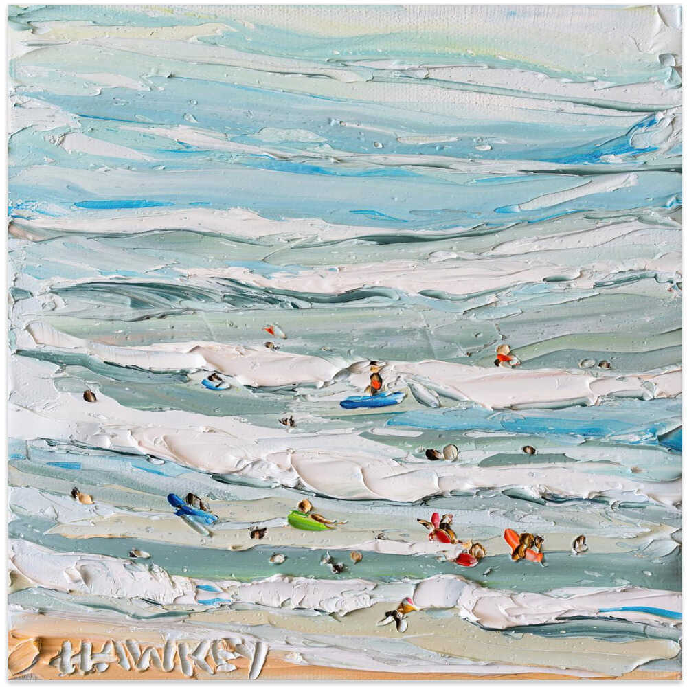 Textured Ocean Swimmers - Square Stretched Canvas, Poster or Fine Art Print by Angela Hawkey - I Heart Wall Art - Poster Print, Canvas Print or Framed Art Print