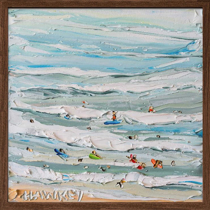 Textured Ocean Swimmers - Square Stretched Canvas, Poster or Fine Art Print by Angela Hawkey - I Heart Wall Art - Poster Print, Canvas Print or Framed Art Print