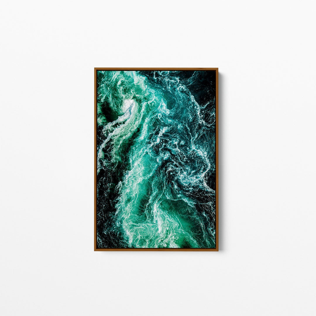 Ocean Wake - Green Turquoise Ocean Aerial Art Print Stretched Canvas Wall Art - I Heart Wall Art