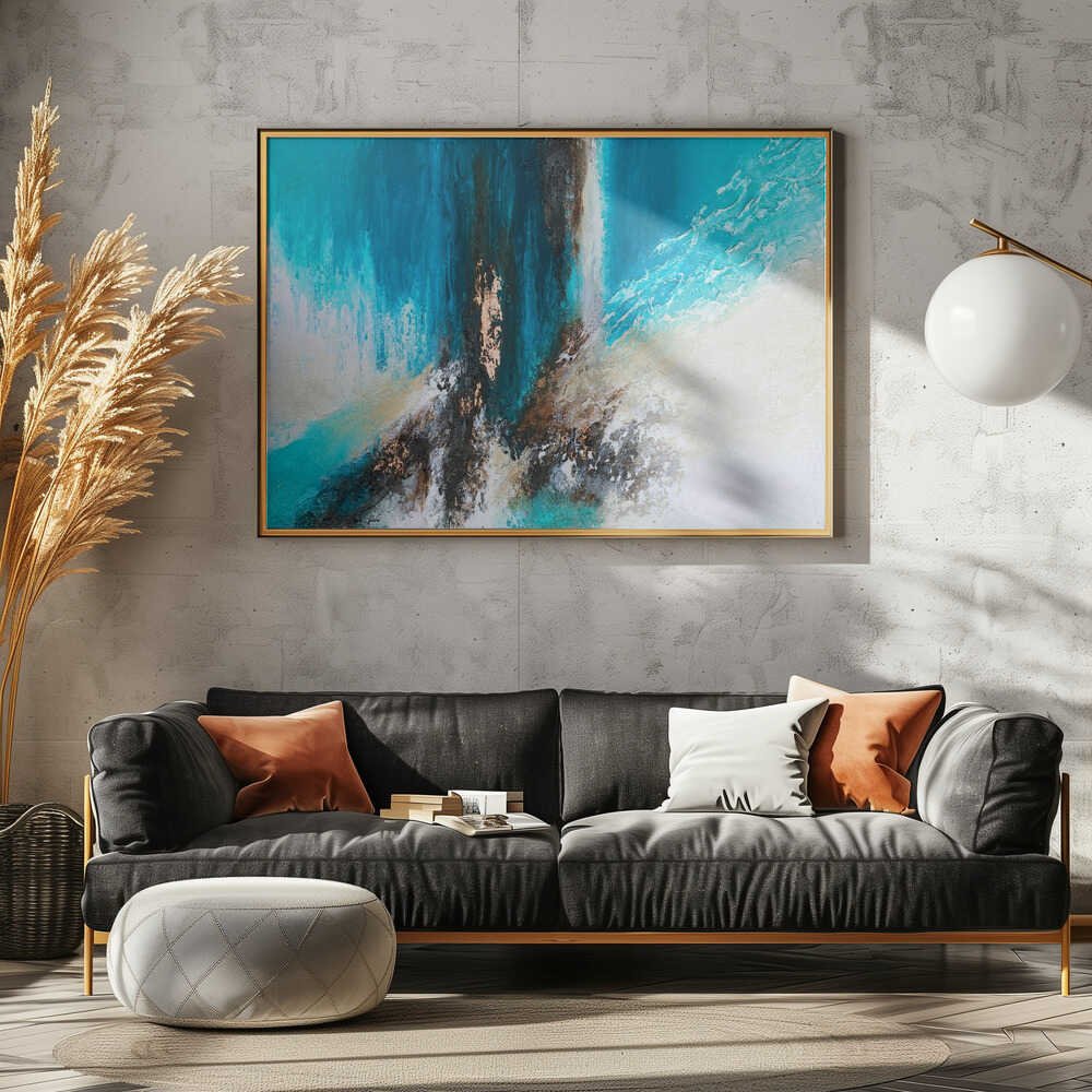 Oceanic Flow With Gold - Stretched Canvas, Poster or Fine Art Print - I Heart Wall Art - Poster Print, Canvas Print or Framed Art Print