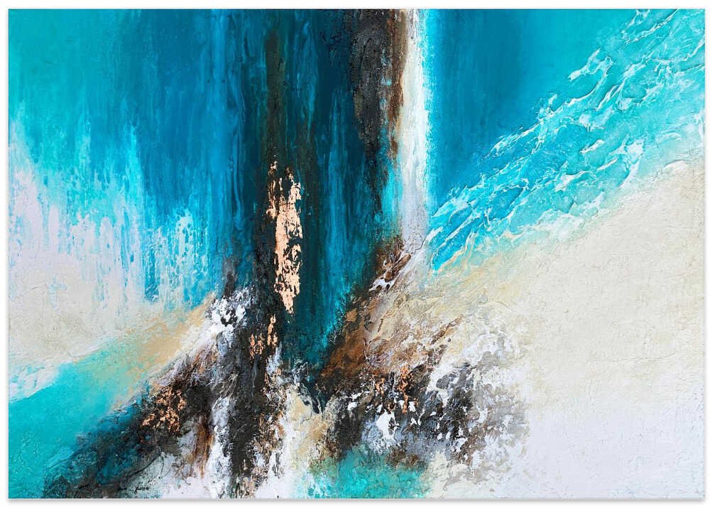 Oceanic Flow With Gold - Stretched Canvas, Poster or Fine Art Print - I Heart Wall Art - Poster Print, Canvas Print or Framed Art Print