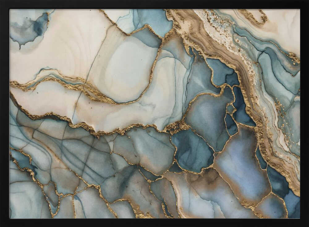 Oceanic Gold Veins - Stretched Canvas, Poster or Fine Art Print - I Heart Wall Art - Poster Print, Canvas Print or Framed Art Print