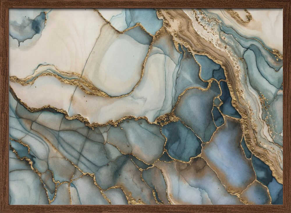 Oceanic Gold Veins - Stretched Canvas, Poster or Fine Art Print - I Heart Wall Art - Poster Print, Canvas Print or Framed Art Print