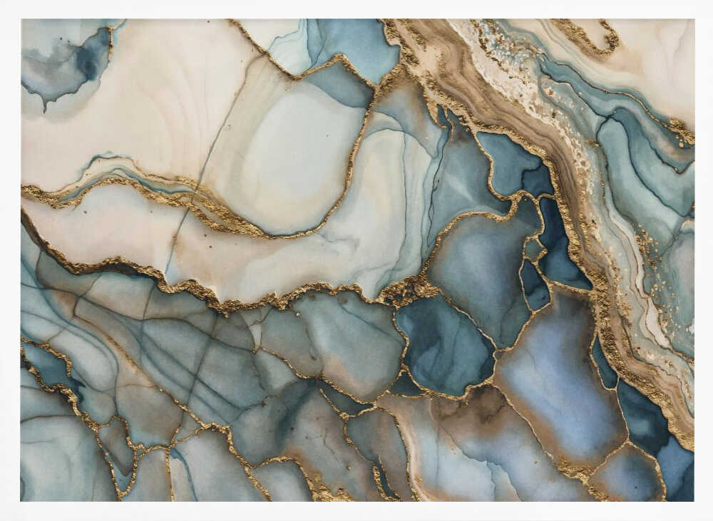 Oceanic Gold Veins - Stretched Canvas, Poster or Fine Art Print - I Heart Wall Art - Poster Print, Canvas Print or Framed Art Print
