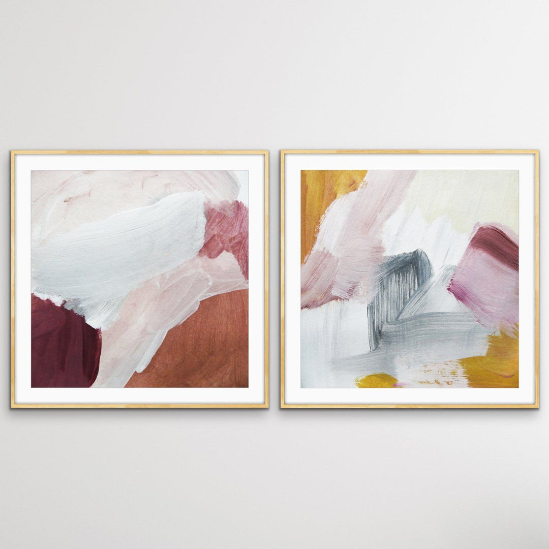 Ochre Horizons- Two Piece Square Abstract Print Set - I Heart Wall Art