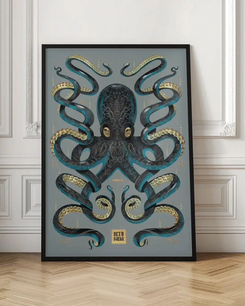 Octopus Black & Gold - Stretched Canvas, Poster or Fine Art Print I Heart Wall Art