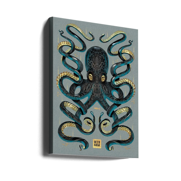 Octopus Black &amp; Gold - Stretched Canvas, Poster or Fine Art Print I Heart Wall Art