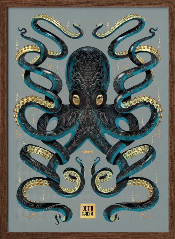 Octopus Black &amp; Gold - Stretched Canvas, Poster or Fine Art Print - I Heart Wall Art - Poster Print, Canvas Print or Framed Art Print