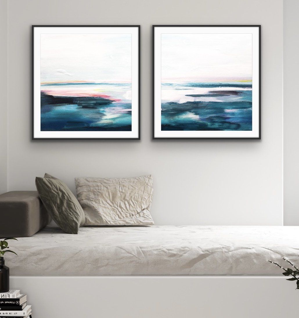 Off The Coast - Two Piece Square Abstract Print Set - I Heart Wall Art