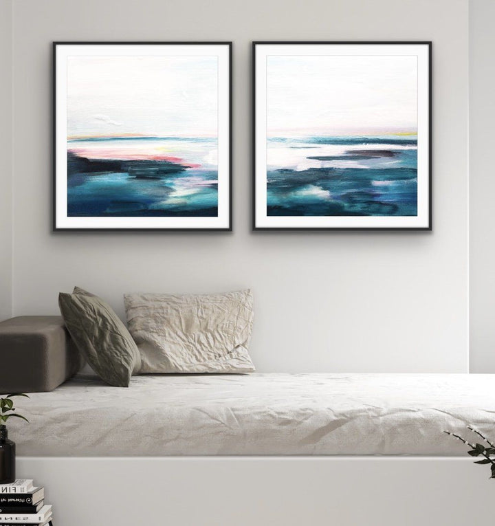 Off The Coast - Two Piece Square Abstract Print Set - I Heart Wall Art
