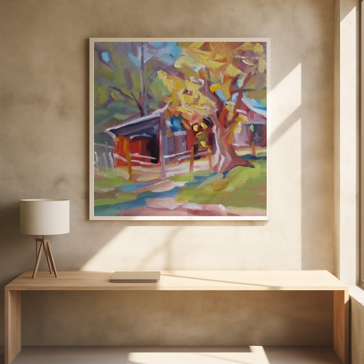 Old Barn - Square Stretched Canvas, Poster or Fine Art Print I Heart Wall Art