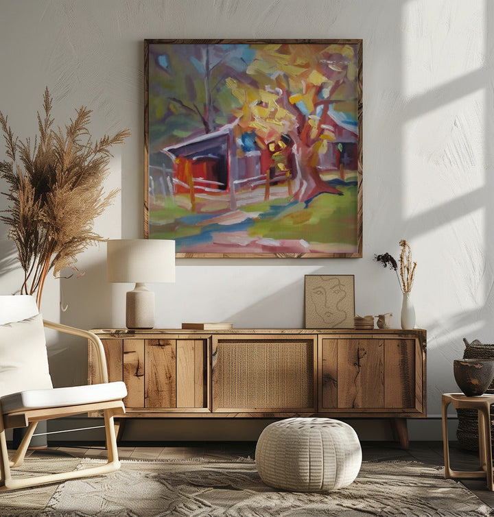 Old Barn - Square Stretched Canvas, Poster or Fine Art Print I Heart Wall Art