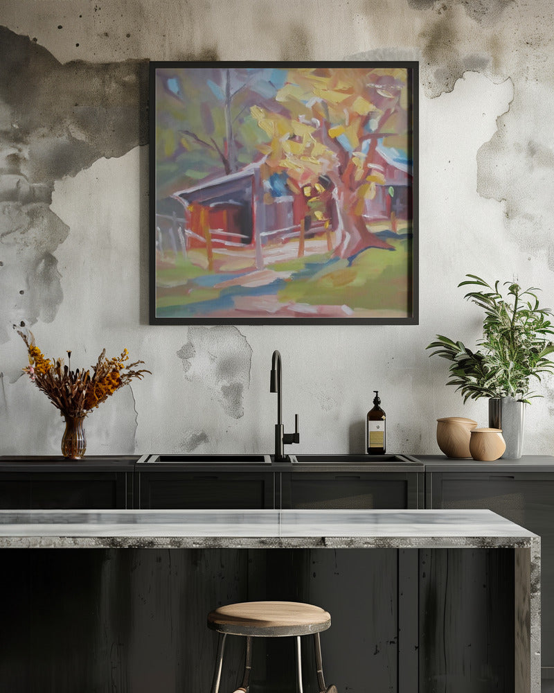 Old Barn - Square Stretched Canvas, Poster or Fine Art Print I Heart Wall Art