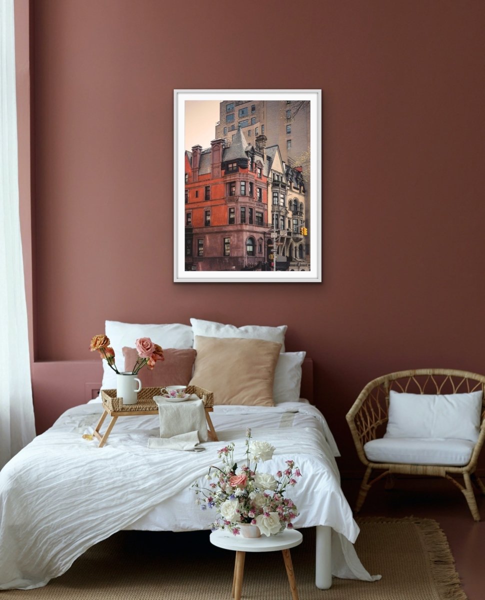 Old City Buildings - Vintage Orange Architecture Stretched Canvas or Wall Art Print - I Heart Wall Art - Poster Print, Canvas Print or Framed Art Print