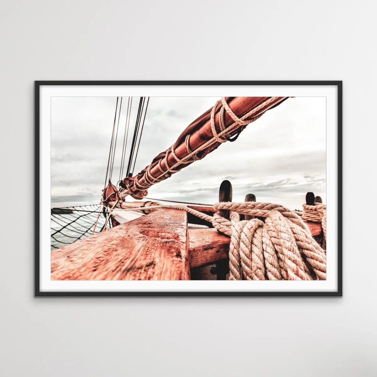 Old Sail Boat - Vintage Timber Yacht Red and Blue Photographic Print - I Heart Wall Art